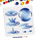 Water Ripple Splash Crown Stencils 11.8×11.8inch Water Drops Painting Stencils with Paint Brush Water Vortex Theme Drawing Template for Fabric Wal...