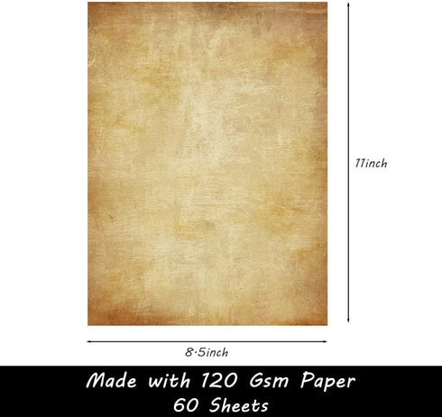 Stationery Writing Paper, 60 Sheets, 8.5" x 11", Vintage Thicker Double Sided Printing Paper, Antique Looking Letterhead Paper for Certificate, In...