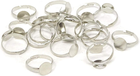 Honbay 20PCS Adjustable Blank Rings with 10mm Flat Bases Jewelry Making Supplies...
