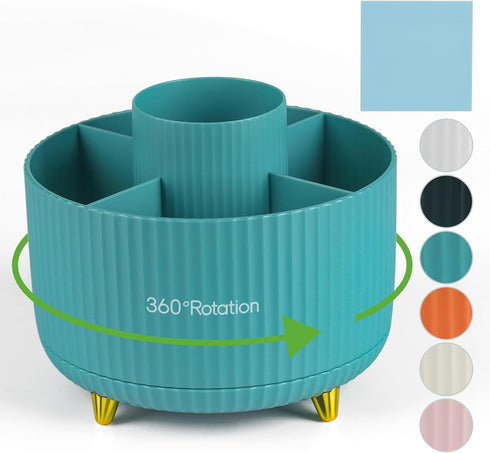 Rotating Pencil Holder for Desk, 360-degree Spinning Makeup Brush Holder Organizer for Vanity, 5 Slots Pen Pencil Cup Holder for First Day of Scho...
