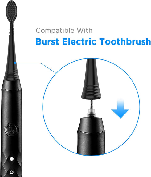 Replacement Toothbrush Heads with Covers for Burst (5 Count, Black)...