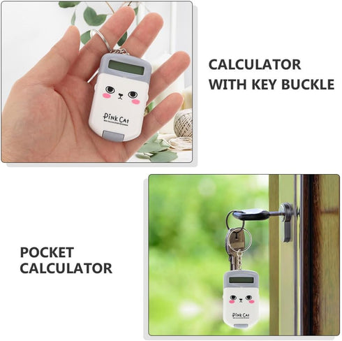 STOBOK Children Toys 2Pcs Mini Calculator Keychain Cartoon Key Chain Cute Cartoon Calculator Electronic Pocket Calculator with Key Ring for Childr...