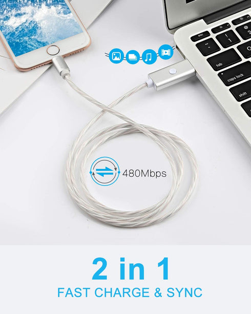 momen LED Charger Cable, 2 Pack 10FT Lightning Cable MFi Certified Data Sync Cord Compatible 13/12/11/XS Max/XS/XR/X/8/7/Plus/SE/iPad,iPhone Charg...