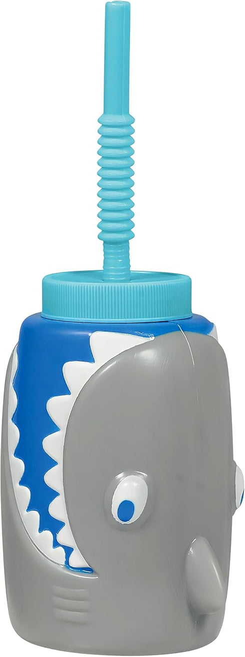 Fin-tastic Plastic Shark Sippy Cup - 18 oz. (1 Pc.) - Fun & Durable Materials, Ideal for Kids & Adults - Perfect for Parties & Pool Days...