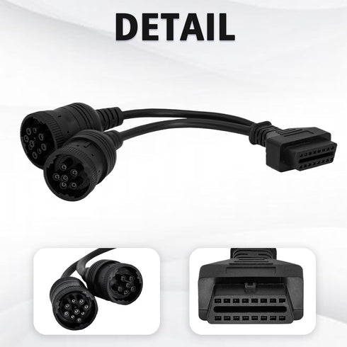 OBD 6pin 9pin J1708 J1939 Cable for Truck 6+9pin to OBD2 16pin Adapter Fit for Cummins Heavy Duty Truck Scanner Cable OBD to 9pin J1939 and 6pin J...