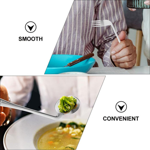 BESTonZON Adaptive Fork and Spoon Angled Utensils Curved Flatware Self Feeding Silverware Anti Shake Tableware for Elderly Patients Left and Handl...