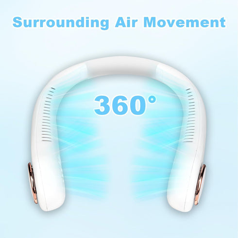 Coastacloud Portable Neck Fan, Rechargeable Turbo Bladeless Fan, 3 Speeds Adjustment 360° Cooling Airflow, Hands Free Wearable Personal Fans for O...