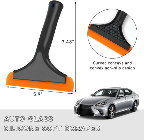 Small Silicone Car Window Squeegee, Mini Auto Windshield Water Blade Scraper Tool, All-Purpose Window Tint Squeegee Wiper for Mirror Home Cleaning...