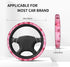 Pink Flowers Cute Steering Wheel Cover for Women Girls Car SUV 15 Inch Universal Fit Auto Accessories Personalized...