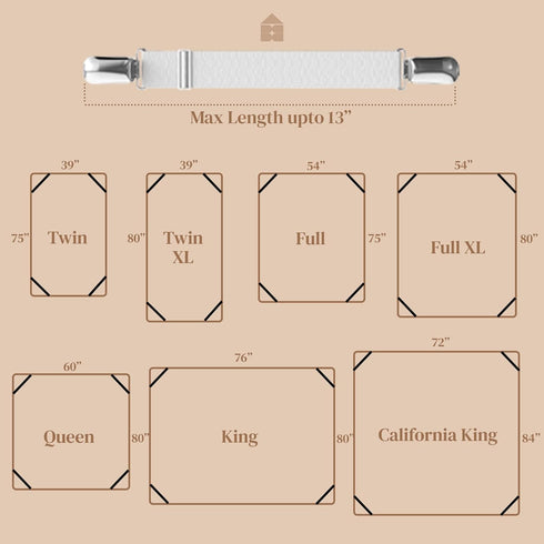 4 PCS Bed Sheet Clips Keep Bedsheets In Place-Corner Bands Suspenders For Fitted Sheets - Mattress Sheets Grippers Holders Straps Fits From Twin Q...