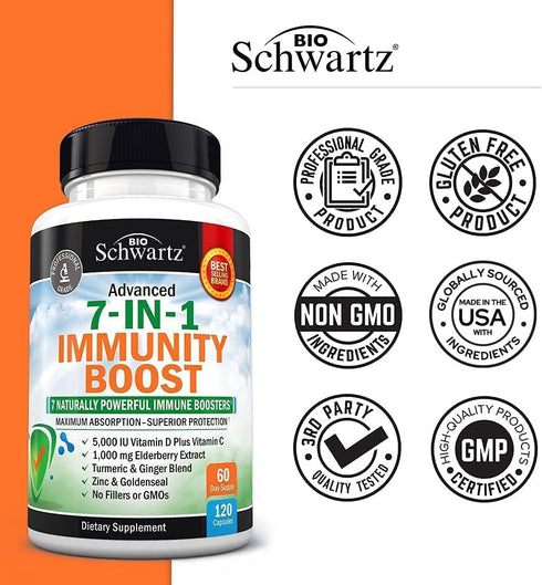 Immune Support Supplement with Zinc Vitamin C Vitamin D 5000 IU Elderberry Ginger D3 Goldenseal - Dr Approved Immunity Vitamins for Adults Women a...