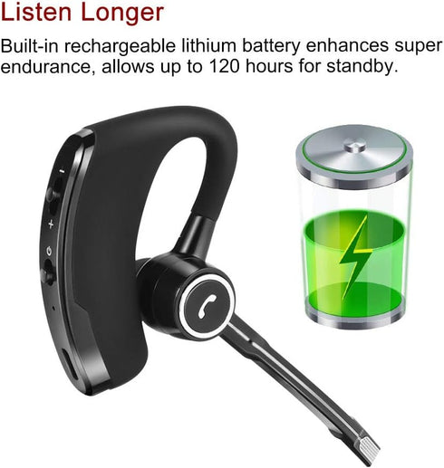 V8s Bluetooth Headset Car Wireless Earpiece Handsfree 120H Standby Time Business Style Bluetooth Earpiece Headphone Clear Voice Capture in-Ear Wir...