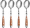 Soup Spoons?4Pcs Soup Spoons Set?Stainless Steel 18/8 Spoons with Comfortable Bakelite Handle?Heavy-Weight Metal Round Spoons?Wood Grain Handle...