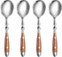 Soup Spoons?4Pcs Soup Spoons Set?Stainless Steel 18/8 Spoons with Comfortable Bakelite Handle?Heavy-Weight Metal Round Spoons?Wood Grain Handle...