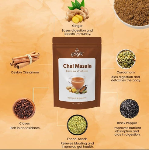 Chai tea spice blend | Go-Yogik Chai Masala| Authentic Indian blend (80 cups)-3.5oz | Lab Tested | Caffiene Free | Vegan | Gluten Free | Unsweeten...