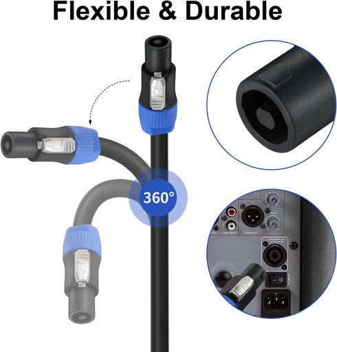 EBXYA 6 Feet Speakon Speaker Cable 12 AWG - Speakon to Speakon Audio Cables Neutrik NL4FX (NL4FC) Wire 6 Ft - 2 Conductor....
