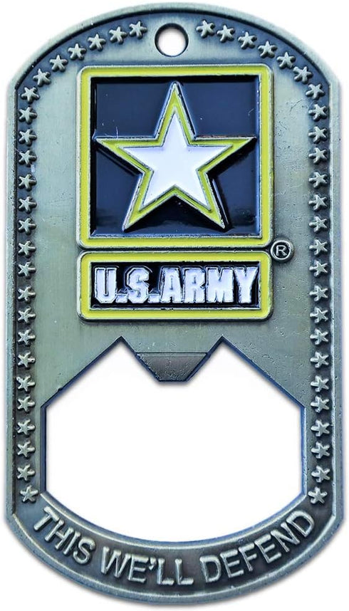U.S. Army (USA) Dog Tag Bottle Opener or Challenge Coin | Perfect Veteran & Military Gift for Your Soldier | Old Dominion LLC...