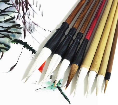 Chinese Calligraphy Brush Set - Watercolor Sumi Drawing Brushes for Writing & Painting - Pack of 8...
