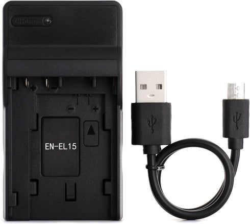 EN-EL15 USB Charger for Nikon 1 V1, D500, D600, D610, D7000, D7100, D7200, D750, D800, D800E, D810, D810A Camera and More...