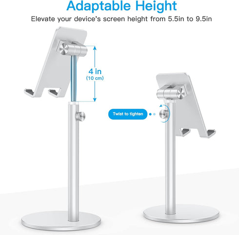 Cell Phone Stand, OMOTON Angle Height Adjustable Phone Holder, Aluminum Desktop Phone Dock for Desk, Compatible with iPhone 13/Mini/Pro/Max, All S...