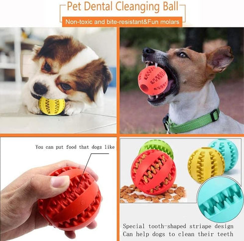 (2 Pack) Dog Puzzle Toy Teething Ball Nontoxic Durable Chew Toy Teeth Cleaning Chewing Playing Treat Dispensing Dog Toy (2 Pack) (Turquoise Blue a...