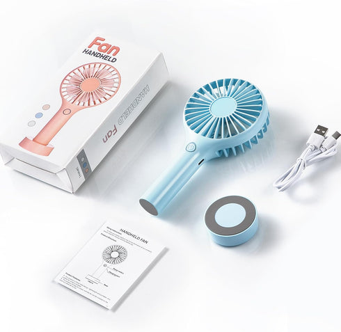 Mini Handheld Fan Portable, Small Portable Hand Held Fan with USB Rechargeable Battery, 3 Speed Personal Desk Table Fan with Base, Makeup Eyelash ...