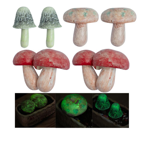 6 PCS Large Glow in The Dark Mushrooms Garden Decor - Outdoor Toadstool Garden Decor Statue - Luminous Miniature Fairy Mushrooms Lawn Ornaments - ...
