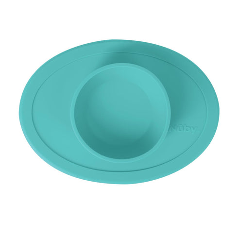 Nuby Sure Grip Silicone Feeding Bowl - Toddler Suction Plate - 6+ Months - Aqua...