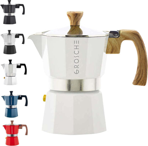 GROSCHE Milano Moka Stovetop Espresso Coffee Maker (3 Cup / 150 ml, White)...