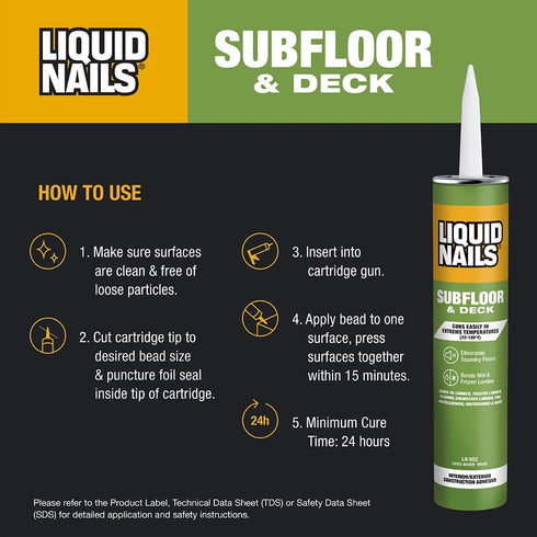 Liquid Nails - LNP902 Subfloor & Deck Construction Adhesive (LN902), Low VOC, 28 oz...