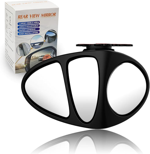 1 Piece Car Blind Spot Mirror Three Sided HD Glasses 360 Degree Rotation Convex Car Auxiliary Mirrors Wide Angle Rearview Mirror Stick On Adjustab...
