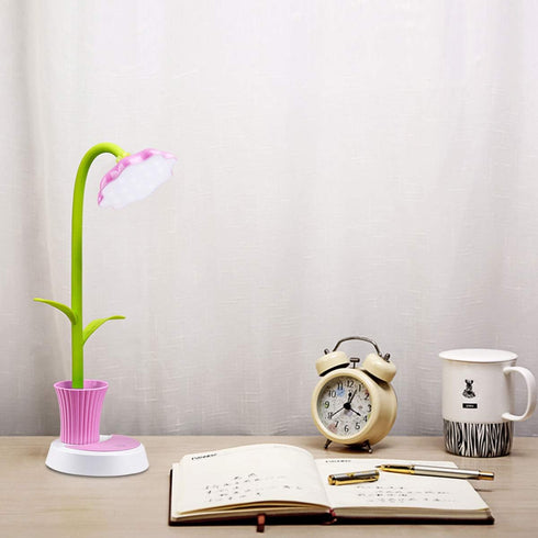 Desk Lamp for Kids Sunflower LED Charging Table Lamp Support Eye Protection Small Desk Folding for Reading,Study and Office, Adjustable Brightness...