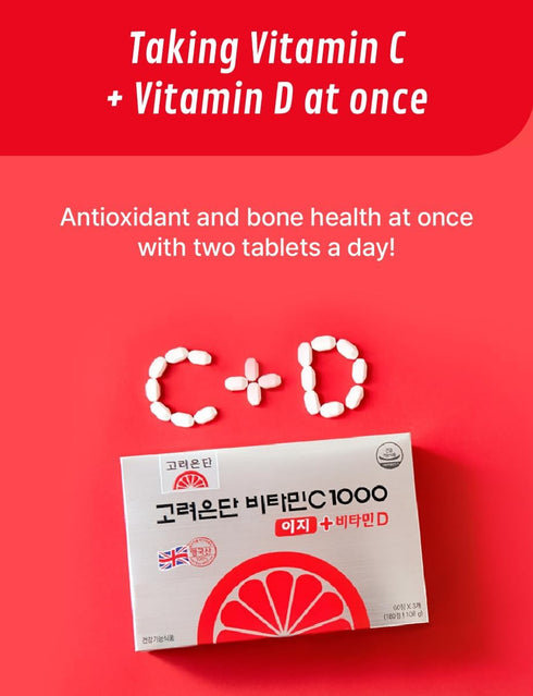 Korea Eundan Vitamin C 1000mg + Vitamin D 600mg Premium Individually Packaged 180 Tablets...