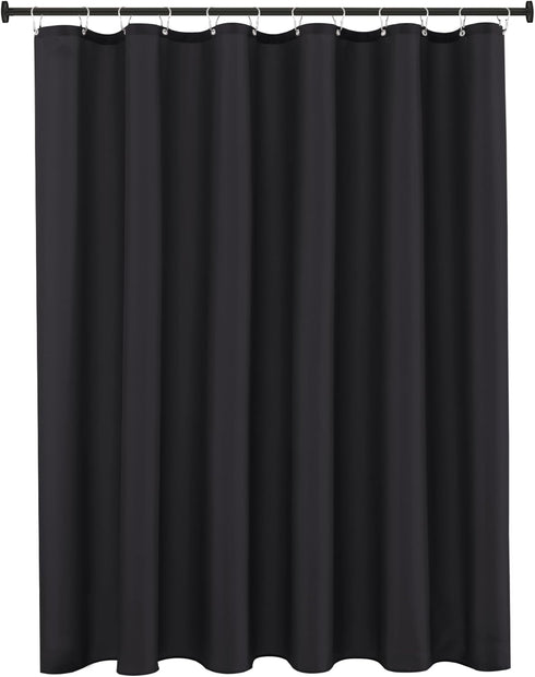 Biscaynebay Extra Long Fabric Shower Curtain Liner 72 Inch Width by 84 Inch Length, Black Water Resistant Bathroom Curtains, Rust Resistant Gromme...