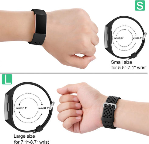 Wepro Bands Replacement Compatible Fitbit Charge 3 for Women Men Large, Waterproof Breathable Holes Watch Sport Strap Accessories for Fitbit Charg...