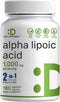 Alpha Lipoic Acid 1,000mg, 180 Veggie Capsules – 50/50 R-ALA & S-ALA for Max Bioavailability – Antioxidant Supplement – Energy & Nervous System Su...