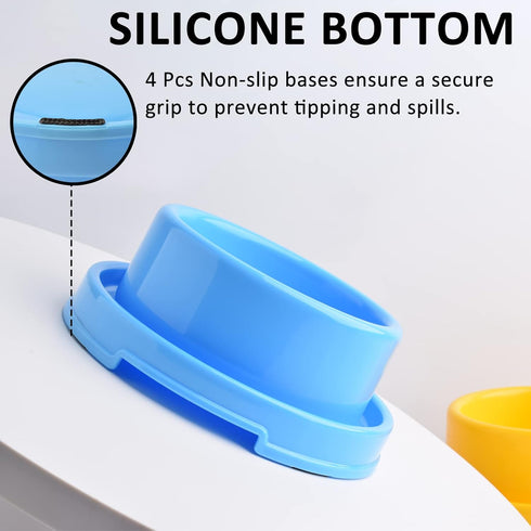 2pcs Dog Bowls Pet Cat Puppy Food Bowls Plastic Round No Spill Water Food Feeder Dish Colorful Feeding Eating Bowls...