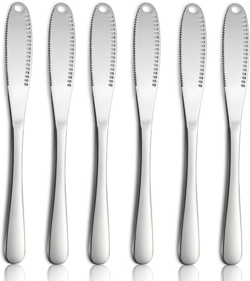 6PCS Butter Knife, 8.7” silver Butter Spreader, 3 in 1 Kitchen Gadgets Serrated, Stainless Steel Butter Knife Spreader, Butter Spreader Knife with...