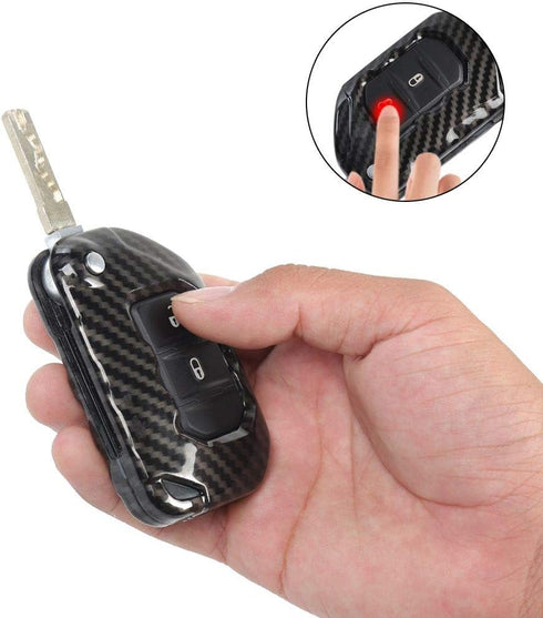 CheroCar for JL JT Jeep Key Fob Cover Skin Case Protection for Jeep Wrangler JL JLU 2018-2020, for Jeep Gladiator 2020, Key Replacement Accessorie...