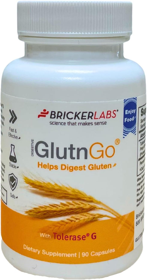 GlutnGo with Tolerase G 100mg Digestion Supplement for Gluten Intolerance, Clinically Proven to Help Digest Gluten, Fast, Effective and Safe Diges...