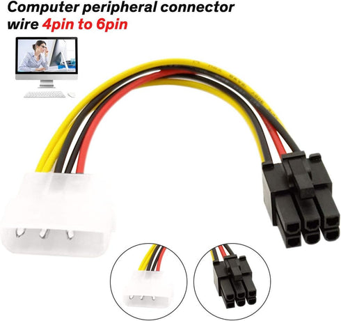 4-Pin Molex to 6-Pin PCI- Express PCIE Adapter Power Cables, 4-Pin Male to 6-Pin PCI- Express PCIE Female Graphics Card Power Adapter Cable (1Pack...