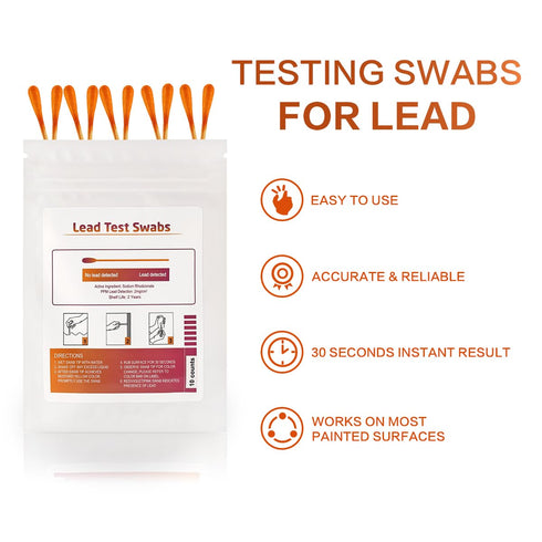 Lead Test Kit for Dishes, 10 Pcs Rapid Lead Test Swabs, Dip in Water Lead Testing Kit, Lead Paint Test Kit Home Use for All Surfaces, Results in 3...