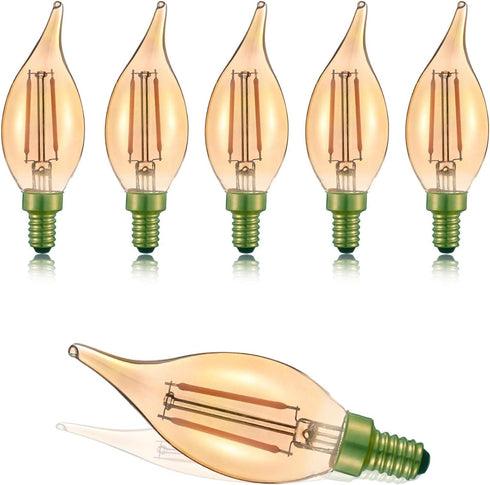 E12 Led Light Bulbs Retro Candelabra Led Light Bulbs Dimmable 25 Watt Incandescent Equivalent CRI 85+ 150lm Flame Tip Shape Ca11 Shape for Chandel...