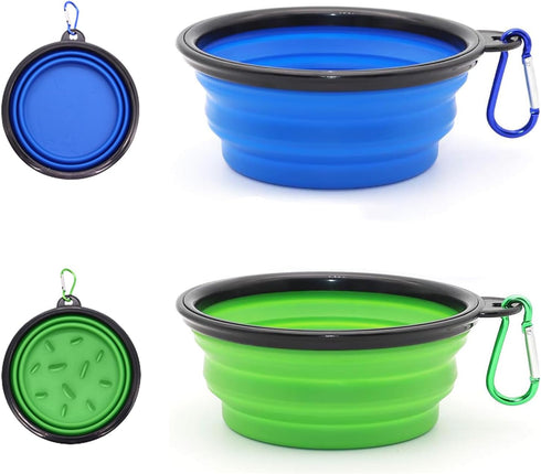 Portable Pet Travel Dog Bowls, 2 Pack Convenient Collapsible Dog Bowls, Small Pet Slow Feeder Design for Dogs Cats Feeding Watering with 2 carabin...
