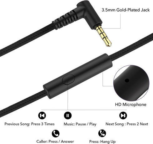 A8 Over-Ear Headphones with Microphone, Lightweight Folding Stereo Bass Headphones with 1.5M No-Tangle Cord, Portable Wired Headphones for Smartph...