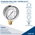 0-200 psi Pressure Gauge, 2" Dial Size, 1/8 NPT Lower Mount, Waterproof, Stainless Steel Case, for Pneumatic Regulator Air Compressor Portable Tan...