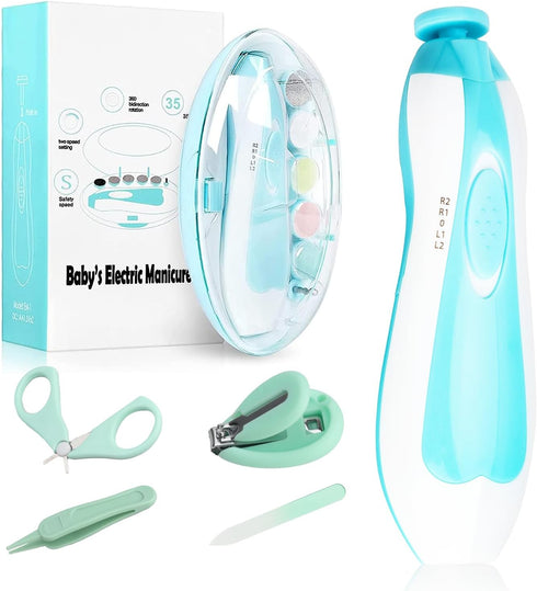 Baby Electric Nail File, 8 in 1 Safe Baby Nail Trimmer, Baby Nail Clippers with 6 Grinding Heads, Baby Nail Care Kit for All Ages...