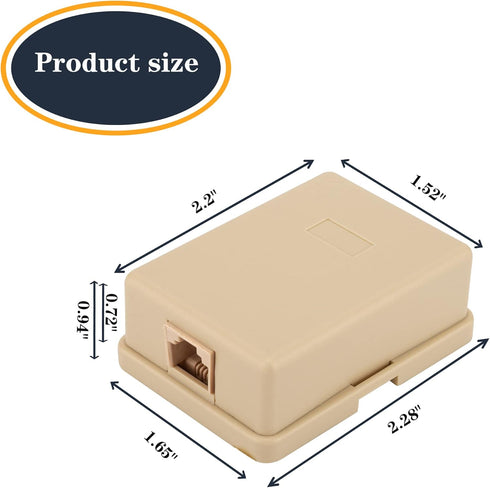 Phone Jack Surface Mount Single Port Telephone Jack Box 4 Screw Terminals to 1 RJ11 6P4C Female 2pack Ivory...