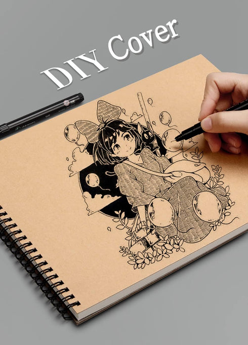 iXinyc A4 (11.69"x8.27") Spiral Sketch Book, Sketchbook for Drawing and Sketching, 30 Sheets, 160gsm Paper, Vertical Sketch Pad...