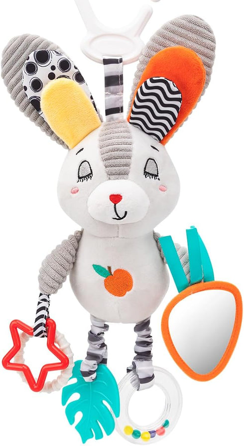 Travel Toy for Stroller, Car Seat Or Activity Gym - Hanging Toys for Baby Gym, Features Jingle Sound, Clinking Rings, Crinkle Paper, BB Squeaker &...